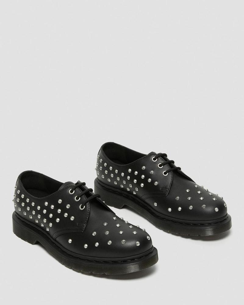 Black Men's Dr Martens 1461 Stud Wanama Leather Oxfords Shoes | CA 606TCE